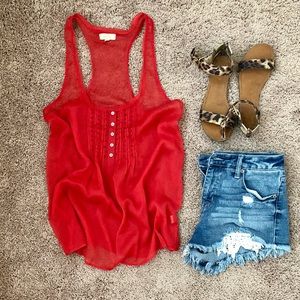 Pink Chiffon Racerback Tank Top by Aerie